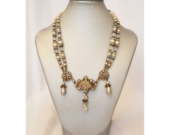 Unsigned Haskell Demario Pearl and Crystal Teardrop Necklace