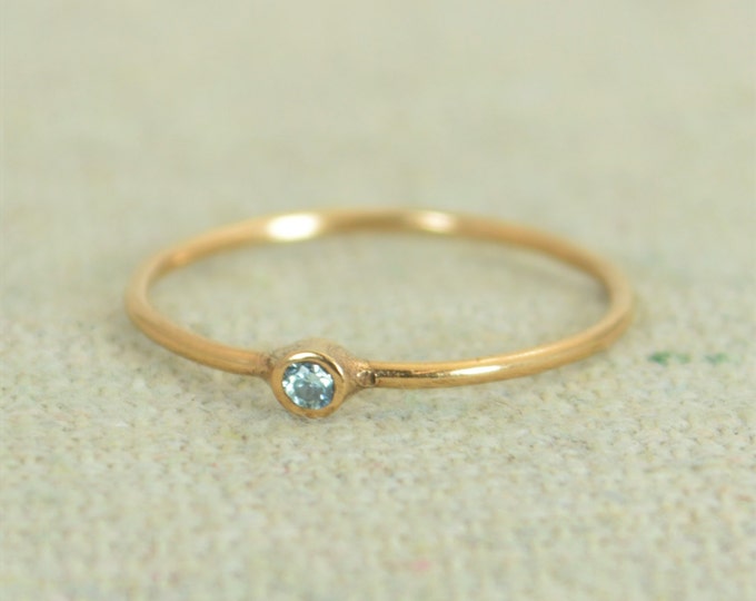 Tiny Aquamarine Ring, Aquamarine Ring, Stacking Ring, March Birthstones, Mother's Ring, Dainty Ring, Rose Gold, Tiny Ring, Stack Ring, Alari