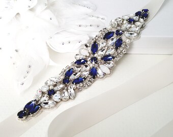 SALE Something Blue Bridal Sash, Sapphire Blue Bridal Belt, Wedding Sash, Bridesmaid Belt, Wedding Dress Sash, Wedding Dress, Style 144