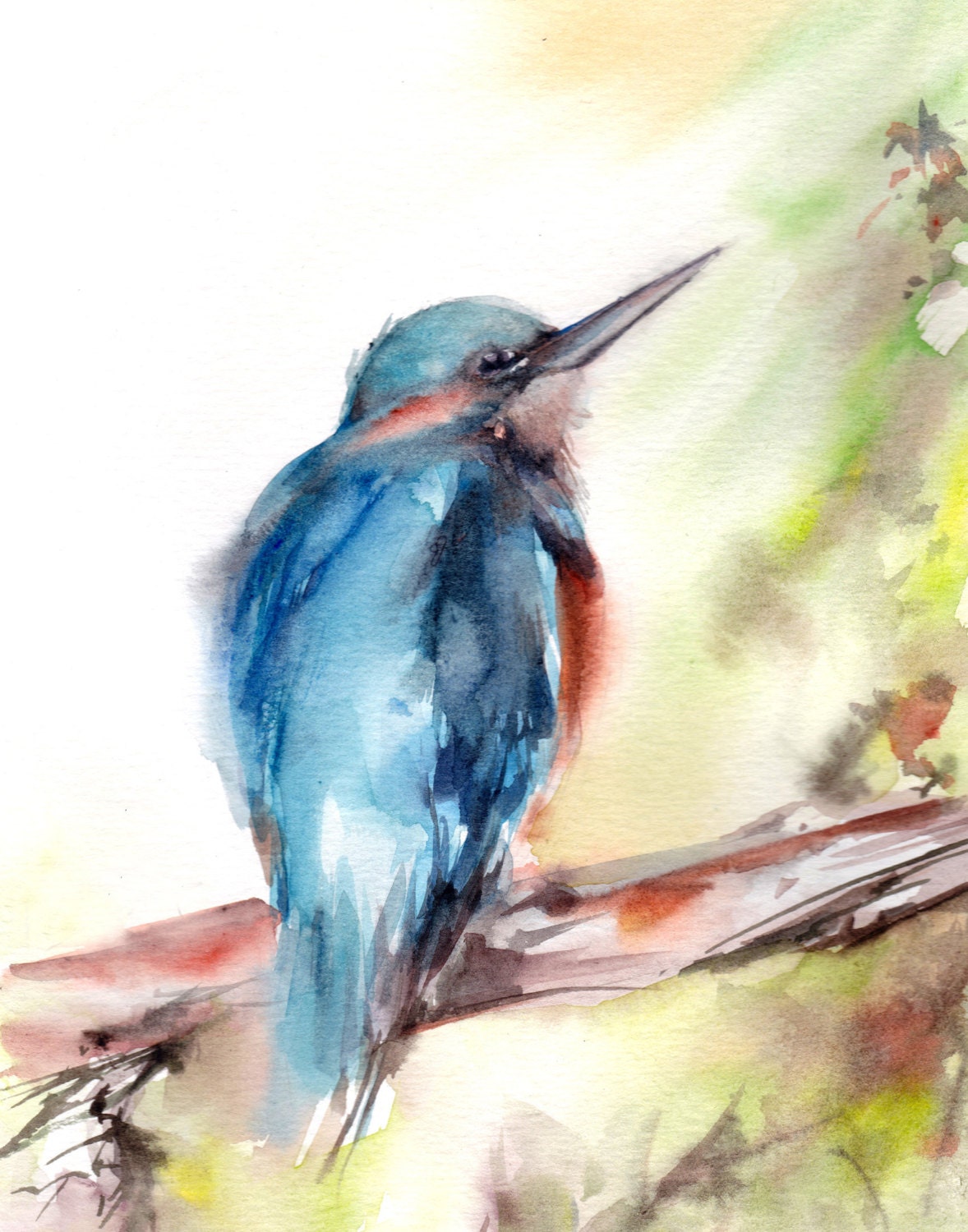 Kingfisher bird print watercolor painting of bird bird fine