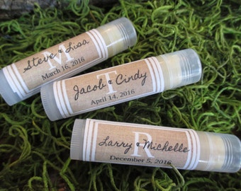 Wedding Favor Lip Balm Custom Monogram Wedding Favor Custom Lip Balm Rustic Wedding Favor Lip Balm Burlap Wedding Favor Monogram Gift Favor