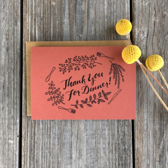 Thank You For Dinner Cards Dinner Thank You by ChampaignPaper