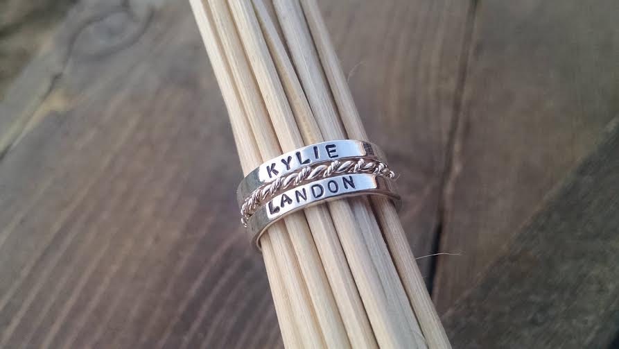 Stackable Mothers Name Rings Personalized Name Rings Stacking Name Rings Mothers Rings Sterling Silver Personalized Ring Custom Name Ring