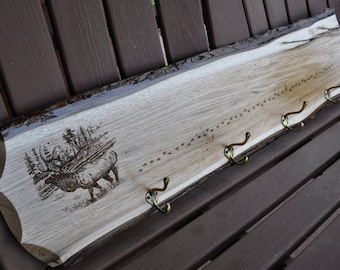 Gift For Husband ~ Elk Hunting ~ Live Edge ~ Reclaimed Wood ~ Gift For Hunter ~ Hunting ~ Man Cave ~ Elk Hunter Gift ~ Coat Rack ~ Rack ~
