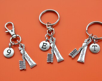 DENTAL TOOTHPASTE and TOOTHBRUSH Keyring,Zipper Pull,Purse Dangle,Initial or Number,dentist,dental assistant,dental hygienist,dental,1552