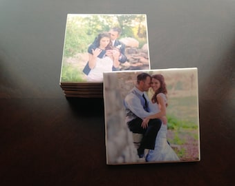 Personalized Wedding Ceramic Drink Coasters, Engagement Picture Ceramic Drink Coasters, Personalized Ceramic Drink Coasters, Picture Gift