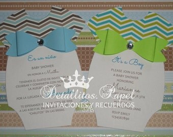 Onesie Invitation boy, Baby Shower invitation, Onesie invitation, Onesie Invitations