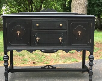 SOLD - Antique Buffet / Server / Sideboard / Lamp Black / Milk Paint / General Finishes