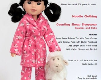 Wellie Wishers Clothing PDF Pattern Counting Sheep Sleepwear PDF Pattern for 14.5 inch dolls