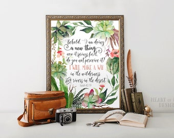 Printable art Bible verse art printable Isaiah 43 19 Scripture printable Watercolor verse print Floral bible verse HEART OF LIFE Design art