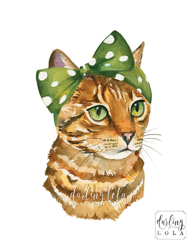 Download Cat Watercolor Print Tabby Cat Retro Cat Cat Art Pin