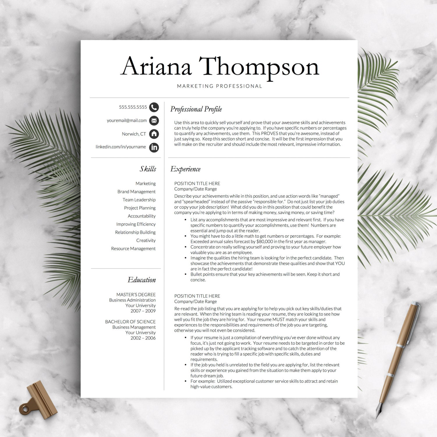 classic professional resume template for word and pages us