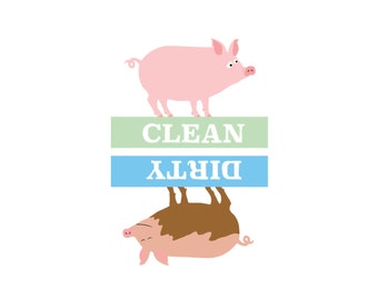 clean dirty dishwasher magnet - clean dirty magnet - pig dishwasher magnet - pig magnet - dishwasher mangnet - clean dirty pig - dirty pigs
