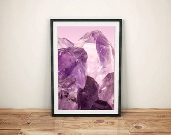 Crystal Print - Gem Print - Amethyst Print - Mineral Art - Gem Art - Bohemian Print - Crystal Art - Quartz Print - Purple Print - Amethyst