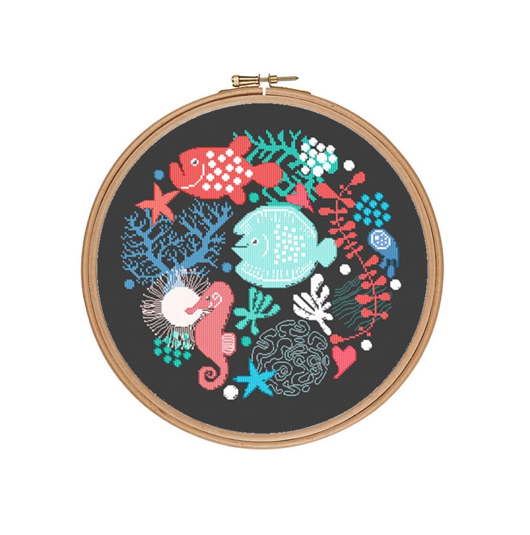 Fish cross stitch Sea cross stitch Ocean cross stitch