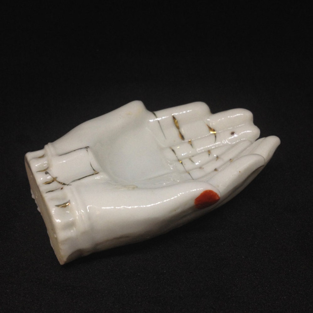 1950s Vintage Ceramic White Porcelain Hand Personal Ashtray Jewelry ...