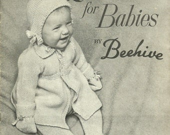 Vintage Knitting Patterns, Quickerknits for Babies by Beehive Patons Baldwin Series 76 1940s/50s