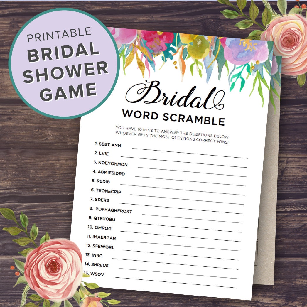 bridal shower word scramble game printable wedding shower