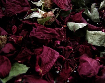 Rose Petals and Leaves Burgundy Dark Red Dried Rose Petal Mix Flower Craft Decor Ornament Filler Wedding