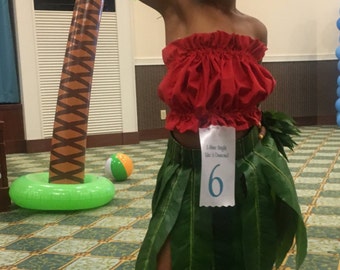 Children Costume Set. Lilo's Costume. Hawaiian Costume. Listing Includes One Tube Top, Headpiece, Ankle Band Set, Wrist Band Set & Skirt.