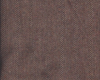 1980s Vintage Brown Semi Herringbone Wool Blend Fabric, 60 Inches Wide, BY the YARD, Wool Look, Brown, Vintage Fabric, Home Sewing Fabric