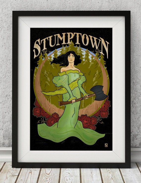 Stumptown Portland Art Print Original Vintage Style