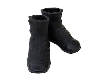 Ceramic Victorian Button-Up Shoes Planters, Vintage Pair of Black Baby Toddler Boots, Excellent Condition, Adorable Décor Pieces
