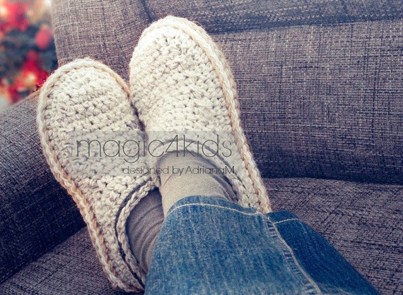 Crochet slippers pattern, men loafers with rope soles,crochet slippers for men, crochet soles