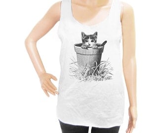 Cat cute shirt cat tee kitten tank animal tank top funny quote shirt hipster graphic tank cool tank women t shirt women tank top size M L