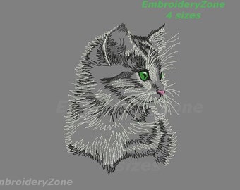 Cat Embroidery design, outline machine embroidery designs, Silhouette of cat Nice grey, Cat embroidery pattern. 4 sizes Hoop 5x7 6x10 7x12.