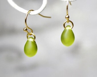 14k gold earrings/for/girls gift daughter green earrings bff gifts/for/her green gold jewelry simple earrings teardrop earrings gift пя166