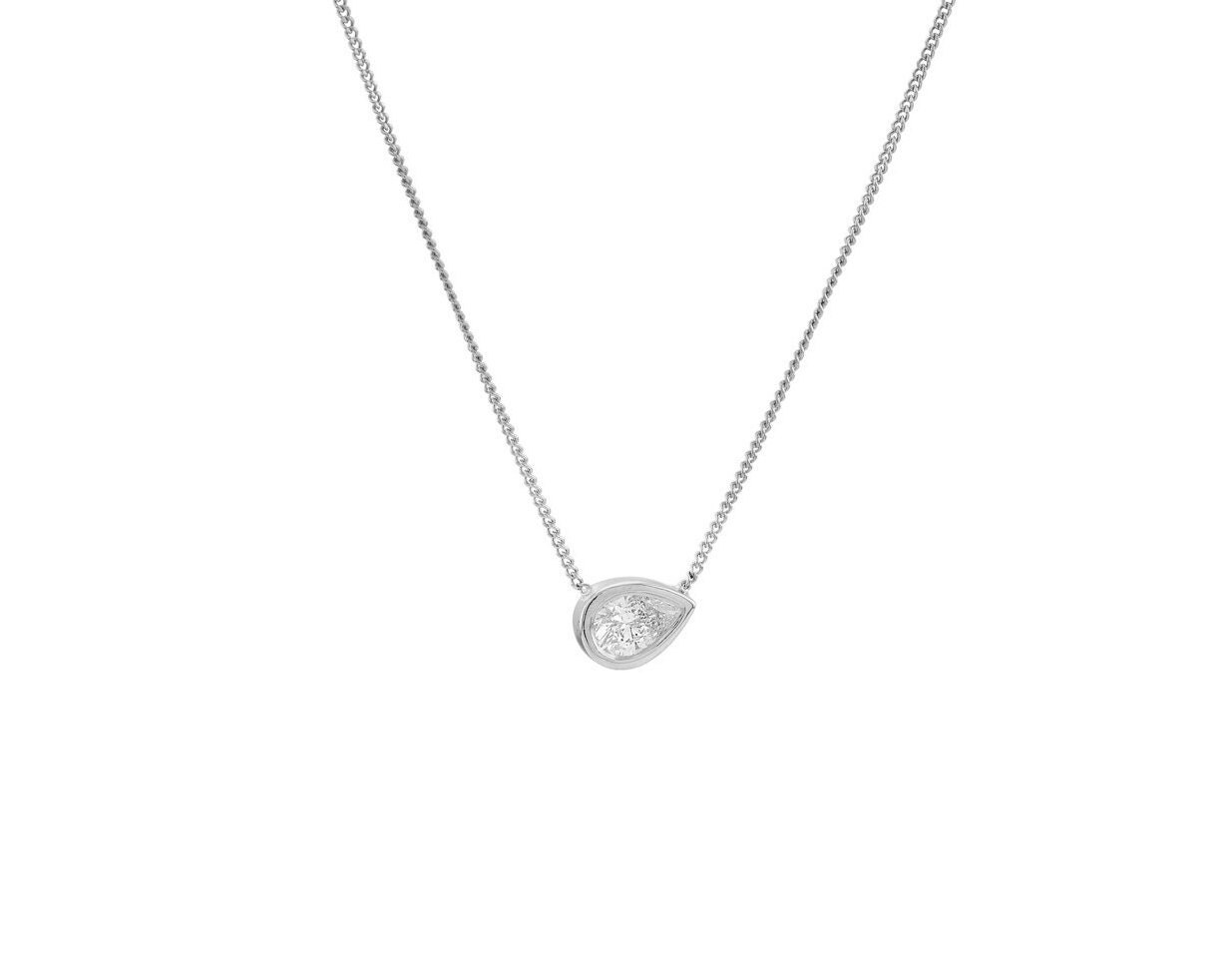 Pear Diamond Necklace / Solitaire Bezel Pendant / Diamond