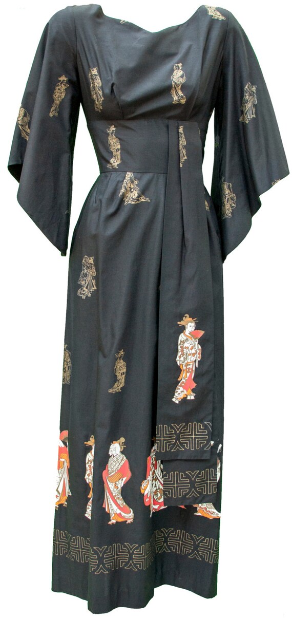 1950s Small Dress Japanese Asian Tunic Geisha Japan Kimono