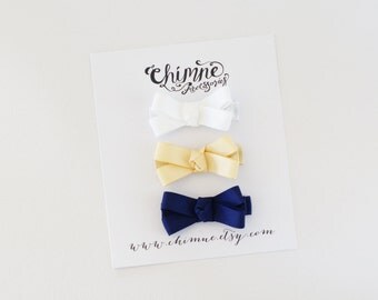 Infant Hair Clip, Baby Small Bows, Hair Bow Clip, Toddler Hair Clips, White Hair Clip, Navy Hair Bow, Hair Clips Baby, Toddler Hair Bow