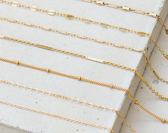 Custom Gold Filled Chain Choker Necklace - Choose your own chain, beaded chain, satellite chain, bar chain, cable chain