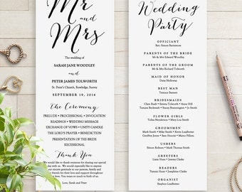 Wedding Programs instant download template. Sweet Bomb. Edit, print, trim | DIY Editable printable template | Word files A4 and 8.5x11