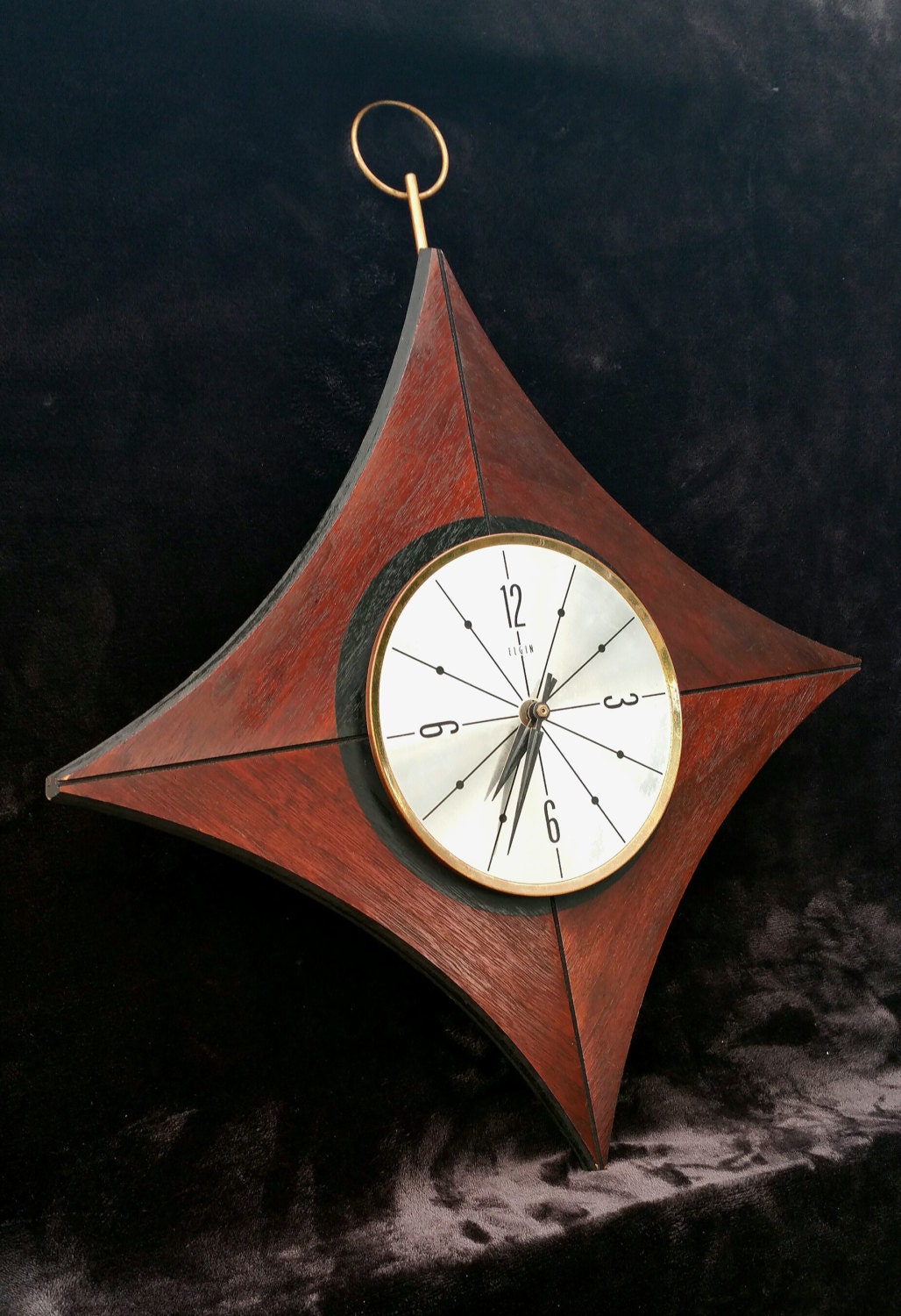 Mid Century Atomic Age Geometric Wall Clock Large Vintage