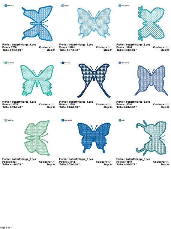 BUTTERFLY lace embroidery machine designs / papillon dentelle motifs ...