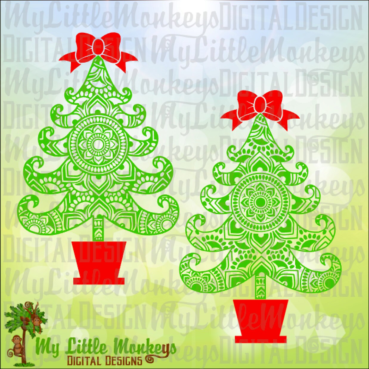 Christmas Tree Mandala Digital File SVG EPS DXF Jpeg