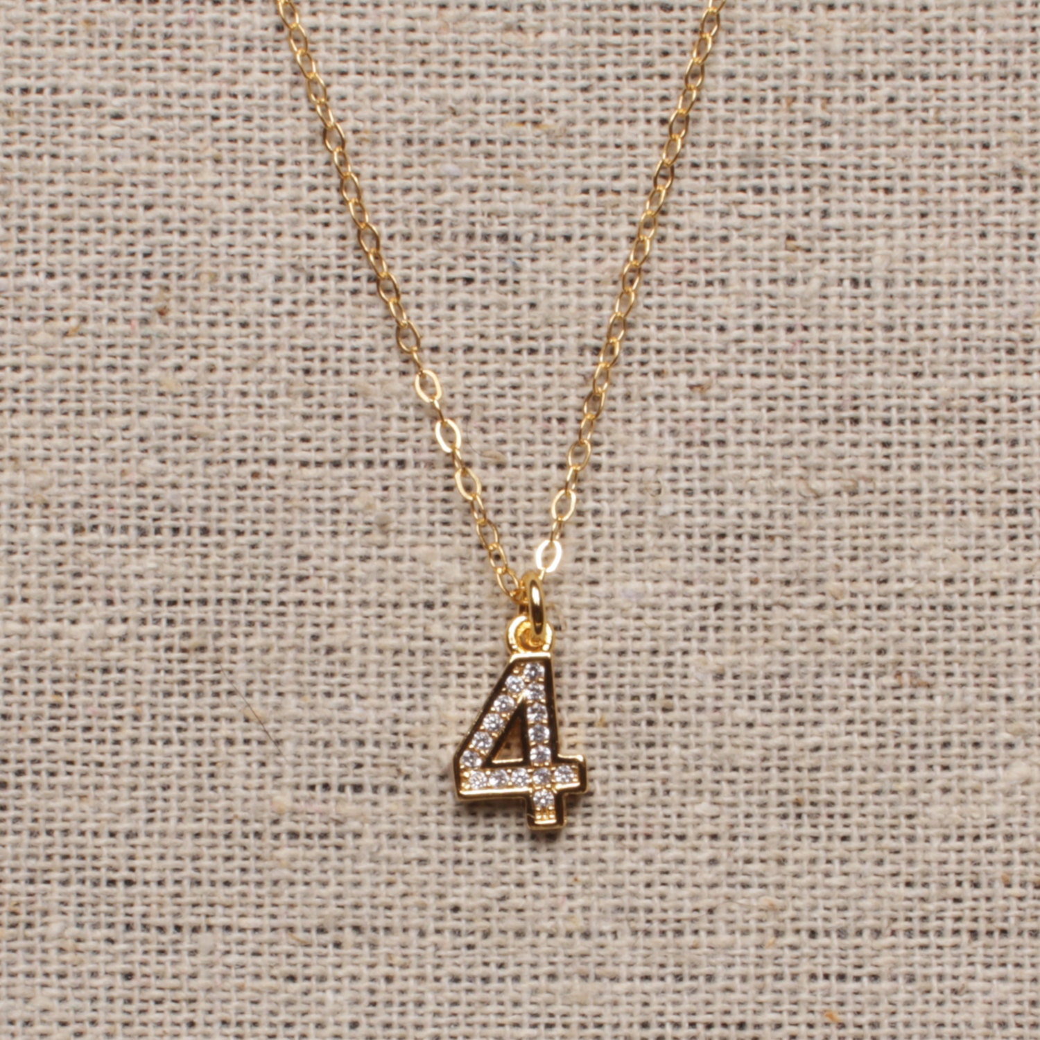 Personalized jewelry Gold number pendant 4 pendant 4