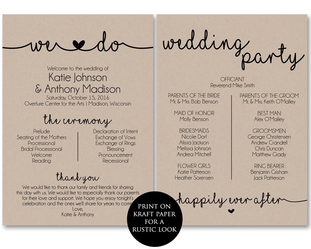 free printable wedding sample programs Printable Ceremony Program Wedding Template Programs