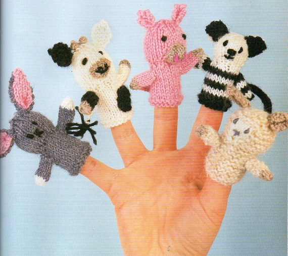 5 Farm Animals Finger Puppets Knitting Pattern Baby Child