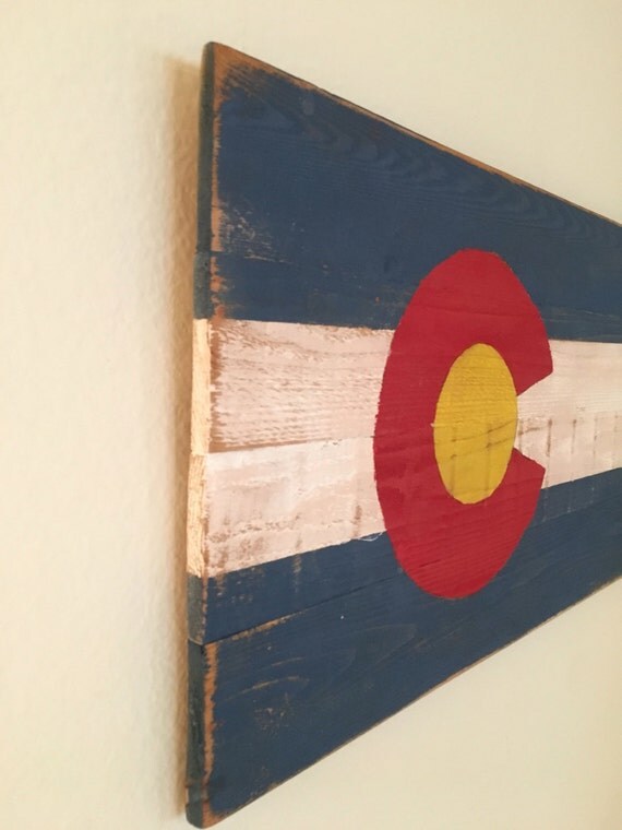 Rustic wood colorado flag sign handmade