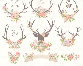 Antlers Clipart WEDDING ANTLERS CLIPART With Flower Clip Art Rustic Antler Antlers Clipart WEDDING ANTLERS CLIPART With Flower Clip Art Rustic Antler
