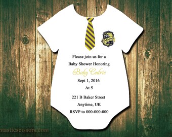 Onesie Invitations, Baby Shower onesie card invitation, Harry Potter Theme baby shower