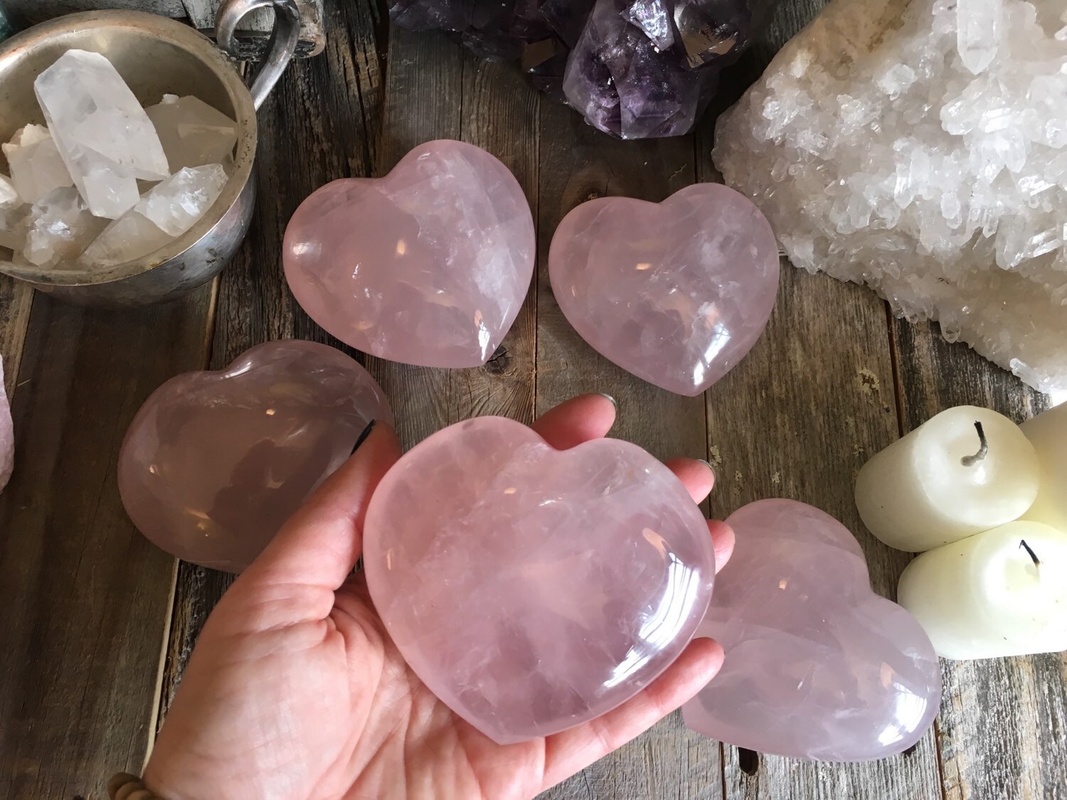 Large Rose Quartz Heart Crystal Heart / Big Rose Quartz