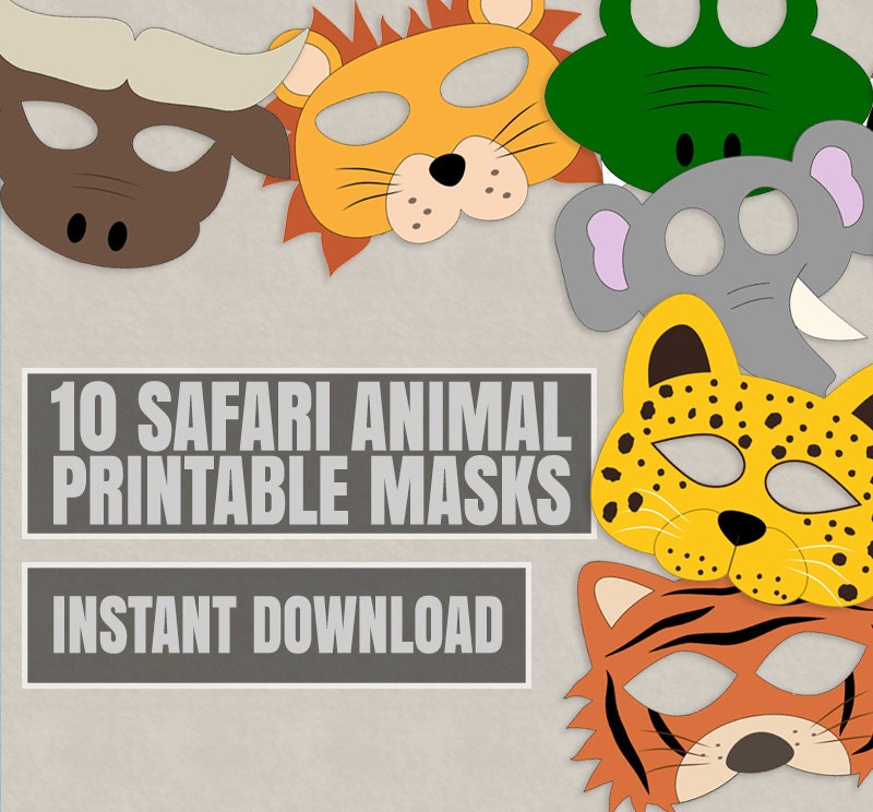 10 Safari Animal Mask Printables kid's safari masks