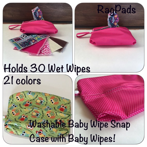 Reusable Baby Wipes Bag With Zipper and Snap Strap 18 by RagPads