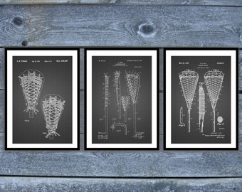 Lacrosse Poster - 3 PACK, Lacrosse Patent, Lacrosse Prints, Lacrosse Gifts, Lacrosse Art, Lacrosse Wall Decor, Lacrosse Wall Art