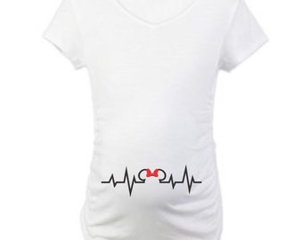 On Sale - Disney Minnie Heartbeat... Women's Maternity Scoop Neck Fine Jersey Tee